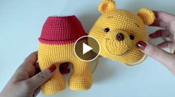 Sew the head to body - crochet Pooh bear