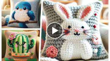Cute animal and plant cushion model knitted with wool (share ideas)#knitted #crochet #cushion