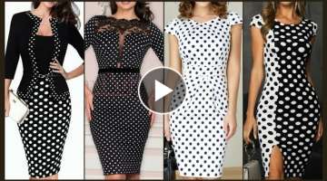 Designer Latest & Top Stunning Casual Black and white Polka Dots dresses