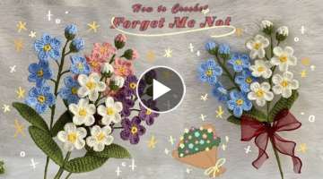 CROCHET FLOWER : How to Crochet Forget Me Not Flower ???????? Crochet Flower Bouquet